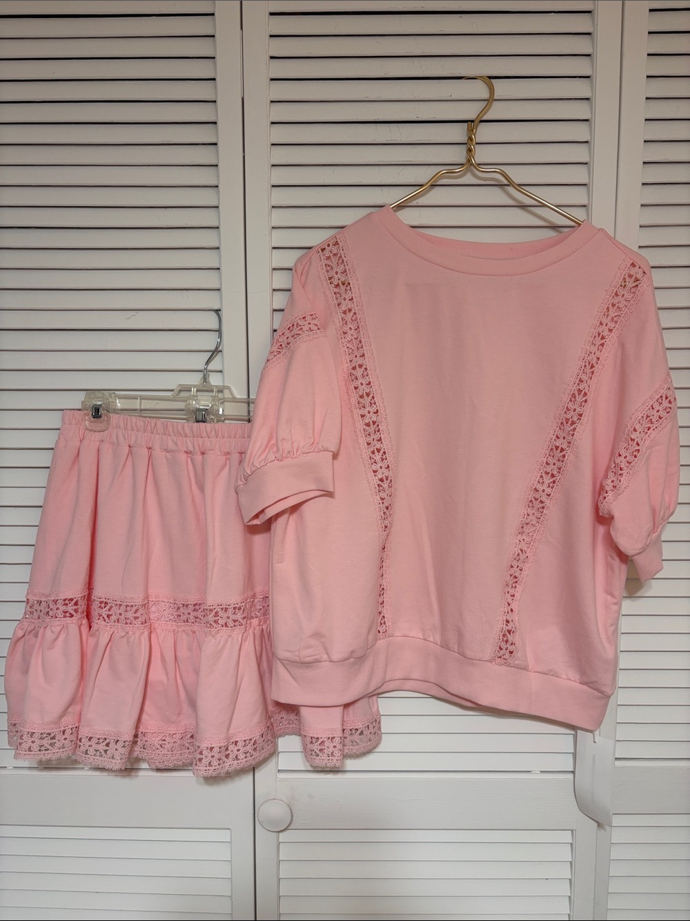 Pink Lace-Trim Skort —Matching lace Top